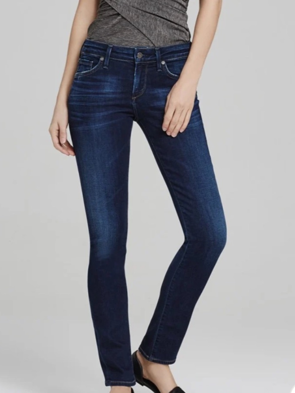 Citizens Of Humanity Arielle Skinny Mid-Rise Jeans in Dark Blue Wash